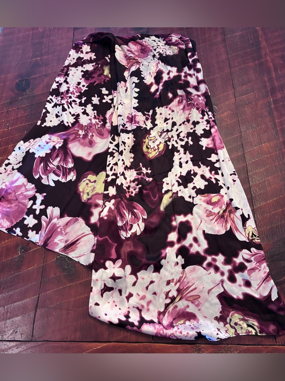 Vince Camuto Pink and Plum Floral Silk Scarf